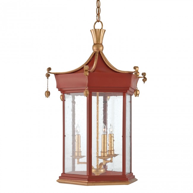 Mandarin Lollipop Red Three-Light Lantern Pendant