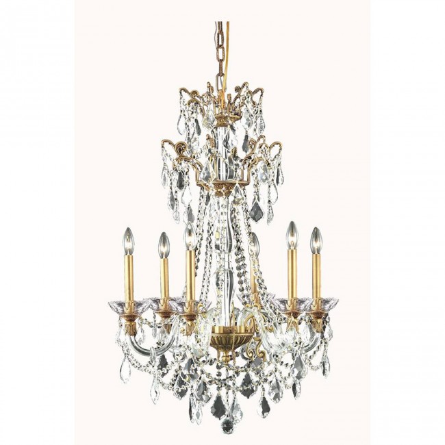 French Gold Six-Light Chandelier with Swarovski Elements Crystal