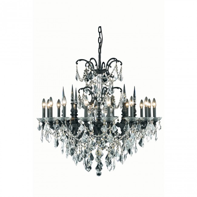  Athena Dark Bronze Sixteen-Light Chandelier with Clear Royal Cut Crystals