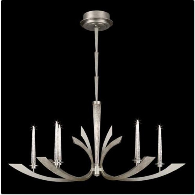 Silver Six-Light Chandelier in Silver Leaf Finish
