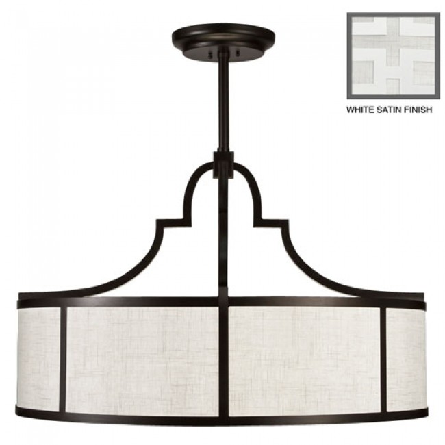 Black and White Story Eight-Light Pendant in Studio White Satin Lacquer Finish