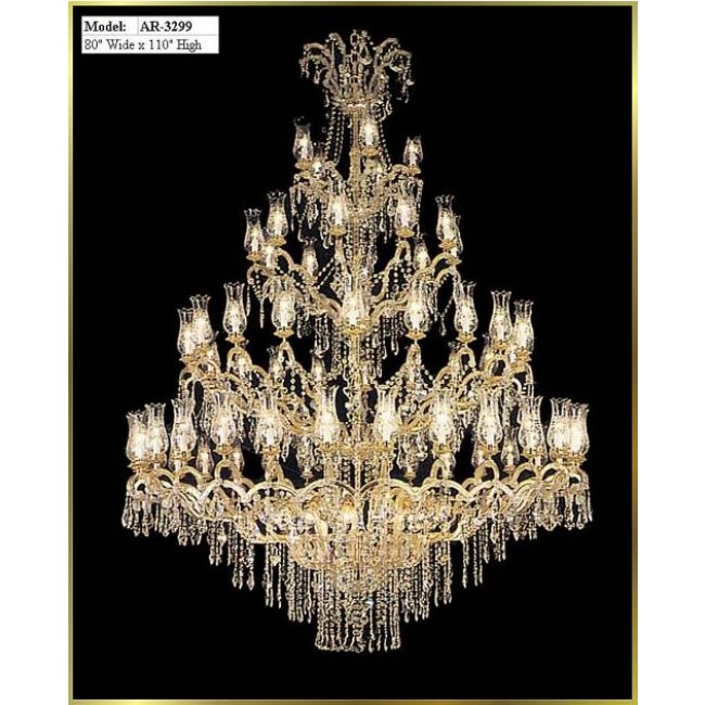 70 Lights Traditional crystal chandelier dressed with clear crystal