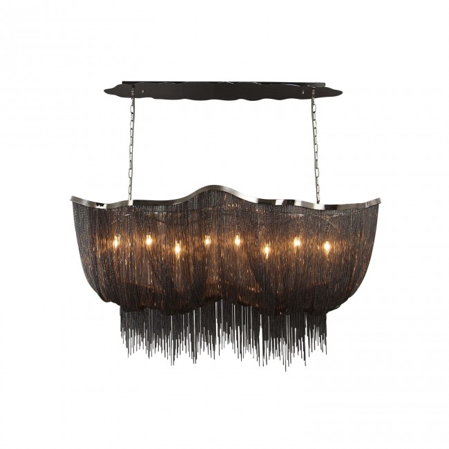  Black Chrome Eight-Light Chandelier