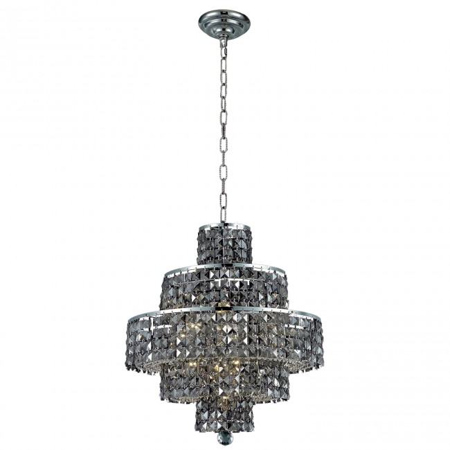 Maxim Chrome Thirteen-Light 20-Inch Five-Tier Chandelier with Royal Cut Silver Grey Crystal