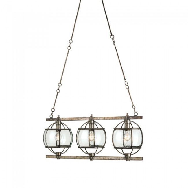 Broxton Rectangular Dirty Silver Three-Light Pendant