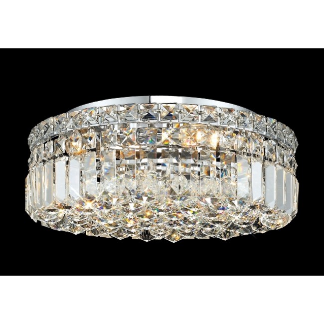 5 light contemporary flush mount ceiling light dressed with 25% full lead crystal balls
