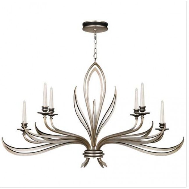 Silver Six-Light Chandelier in Antique Silver Leaf Finish