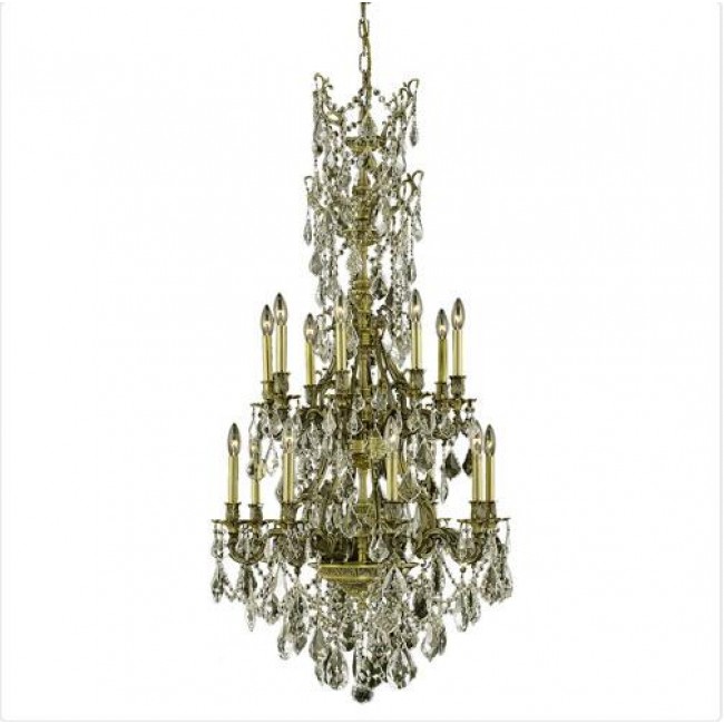 Bronze Sixteen-Light Chandelier with Golden Shadow/Champagne Royal Cut Crystals