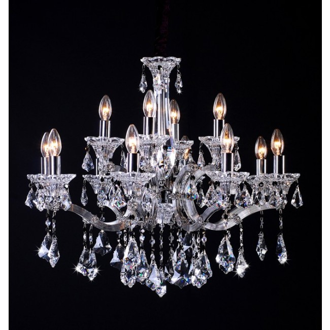 Polished chrome 12 Light traditional crystal Chandelier