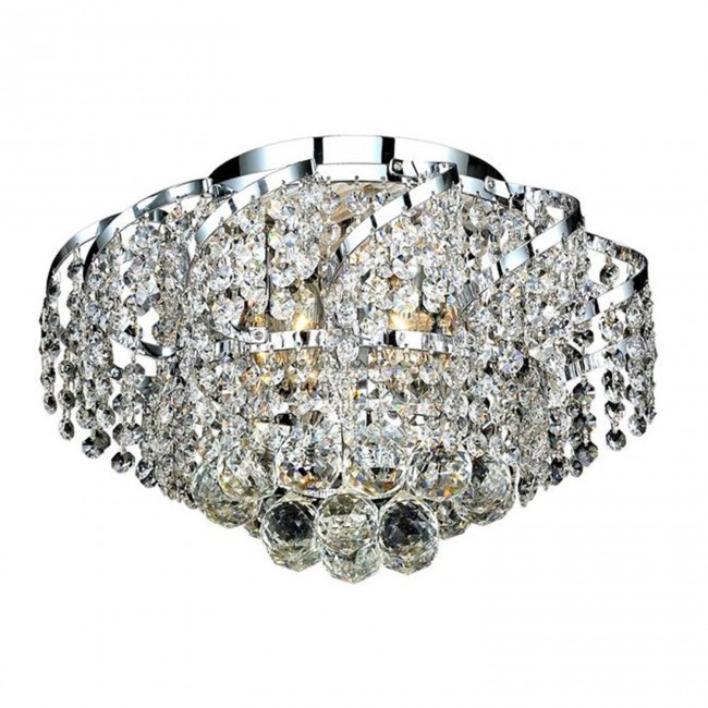 Chrome Six-Light 16-Inch Flush Mount with Royal Cut Clear Crystal