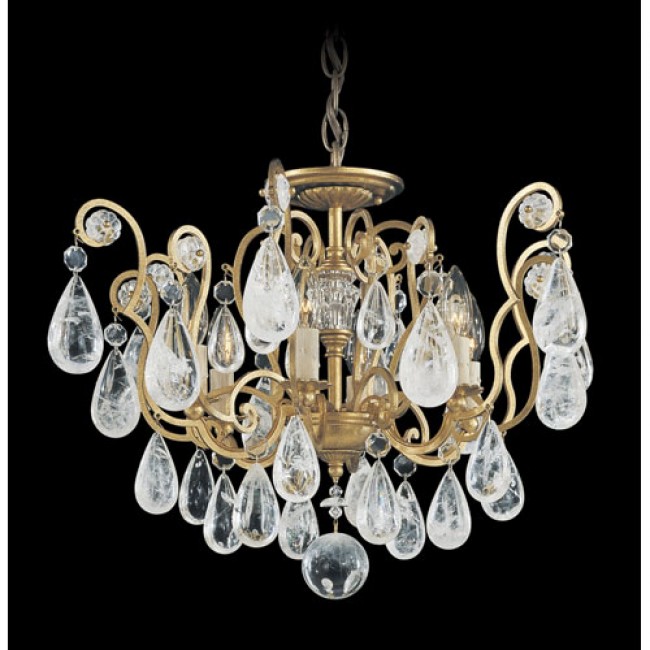  Gold Six-Light Clear Rock Chandelier, 21W x 15.5H x 21D