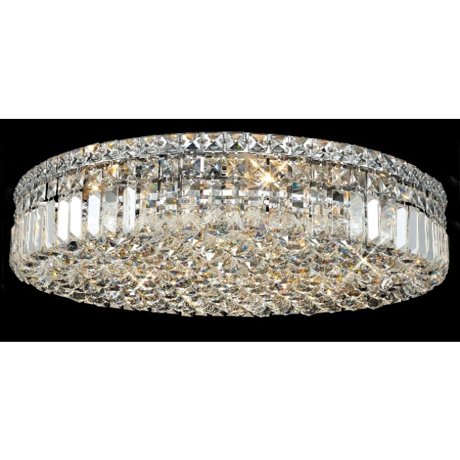 9 light contemporary flush mount ceiling light dressed with 25% full lead crystal balls
