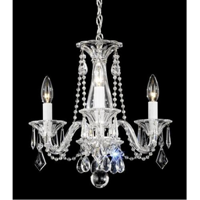 Silver Three-Light Clear Heritage Handcut Crystal Chandelier, 14W x 13H x 14D