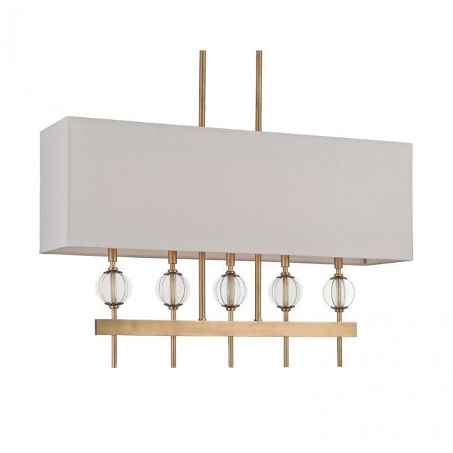 Antique Brass Five-Light Linear Pendant