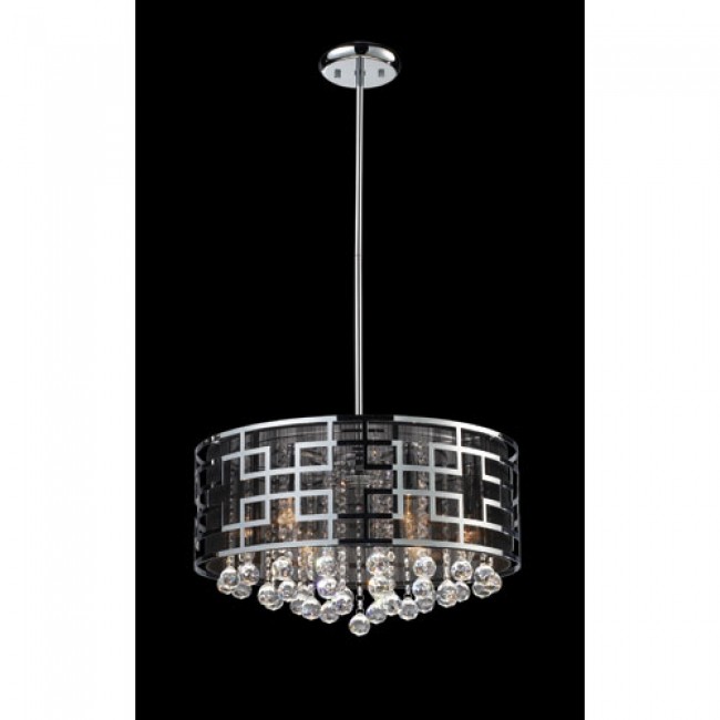 Chrome Six-Light 19-Inch Crystal Pendant