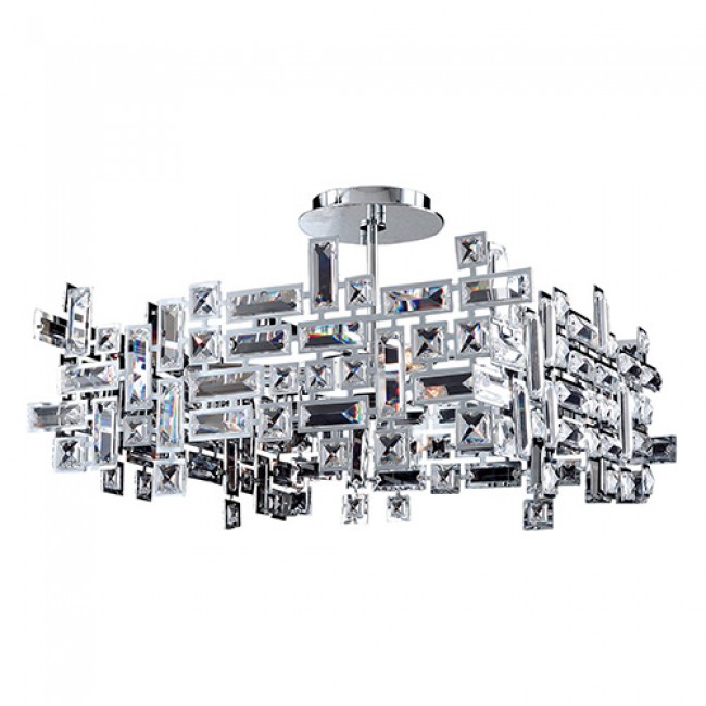 Vermeer Chrome Eight-Light Square Pendant with Swarovski Elements Crystal