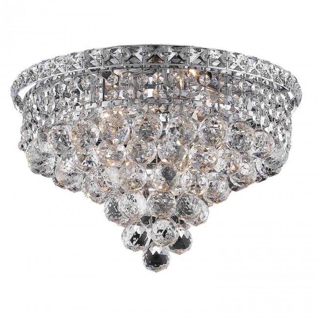 Chrome Six-Light 16-Inch Flush Mount with Royal Cut Clear Crystal