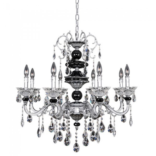 Chrome Eight-Light Chandelier with Firenze Clear Crystal