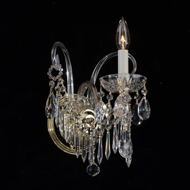 1 light crystal wall sconce in gold plated finish