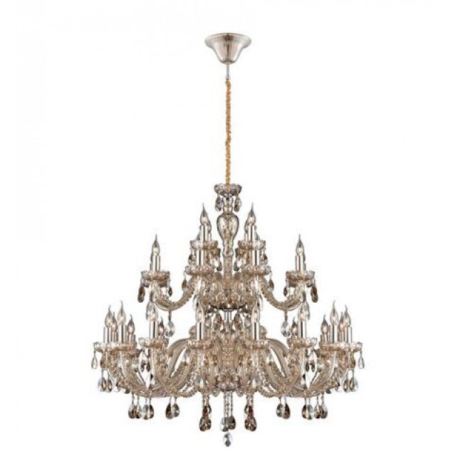 Brandy 28 Light Chandelier with Cognac Brandy Crystal Shade