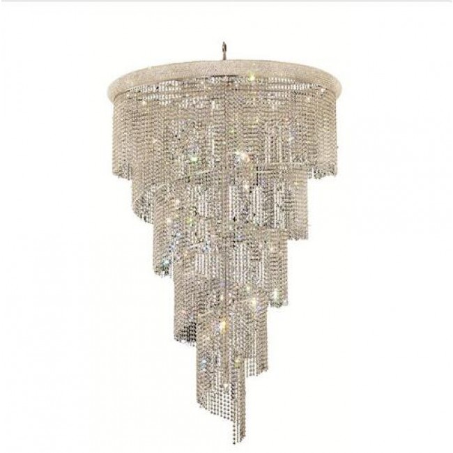 Chrome Twenty-Nine Light 48-Inch Chandelier with Royal Cut Clear Crystal