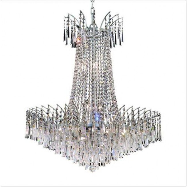 Chrome Sixteen-Light Chandelier with Clear Royal Cut Crystals