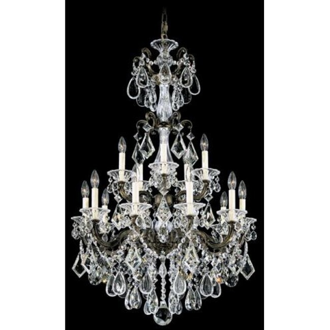 Bronze Umber 15-Light Clear Heritage Handcut Crystal Chandelier, 28W x 45H x 28D