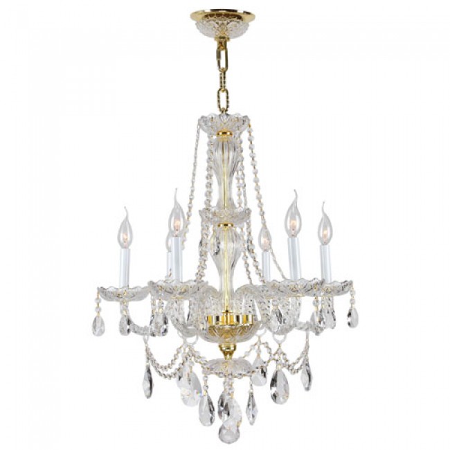 Polished Gold Six-Light Chandelier