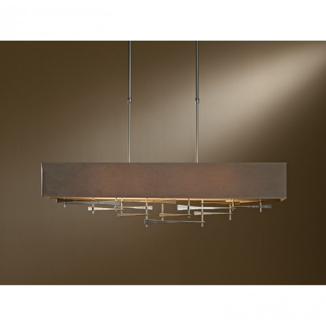 Burnished Steel 42-Inch Four-Light Pendant with Eclipse Shade