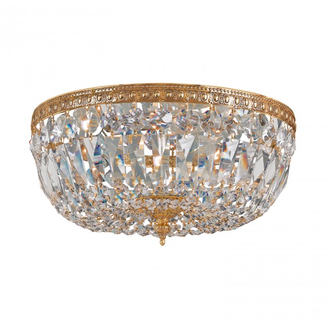 Olde Brass Crystal Flush Mount