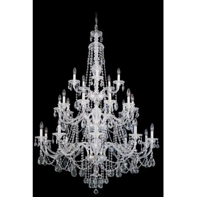 Silver 25-Light Clear Heritage Handcut Crystal Chandelier, 45W x 61H x 45D