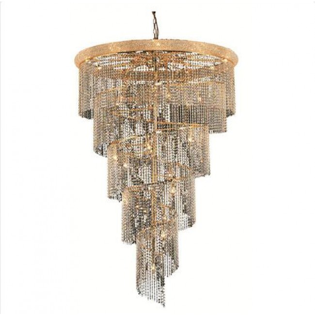 Gold Twenty-Nine Light 48-Inch Chandelier with Royal Cut Clear Crystal