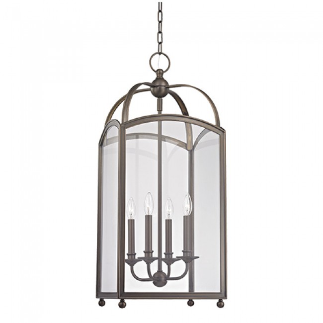 Distressed Bronze Four-Light Pendant with Clear Glass