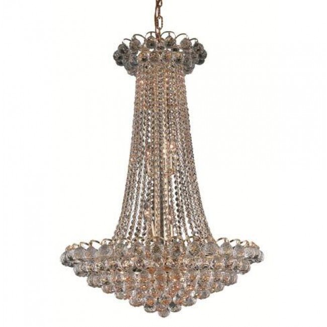 Gold Fifteen-Light 27-Inch Chandelier with Swarovski Spectra Clear Crystal