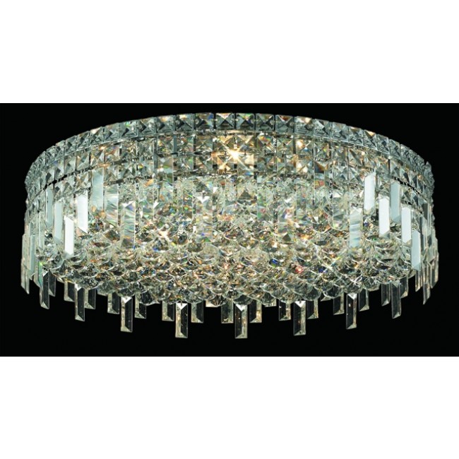 9 light contemporary flush mount ceiling light dressed with 25% full lead crystal balls