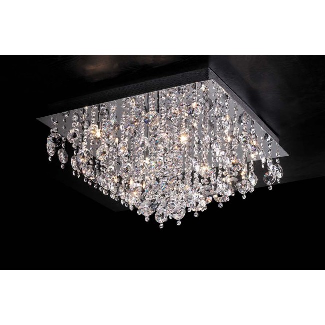 16 lights crystal chandelier in polished chrome finish