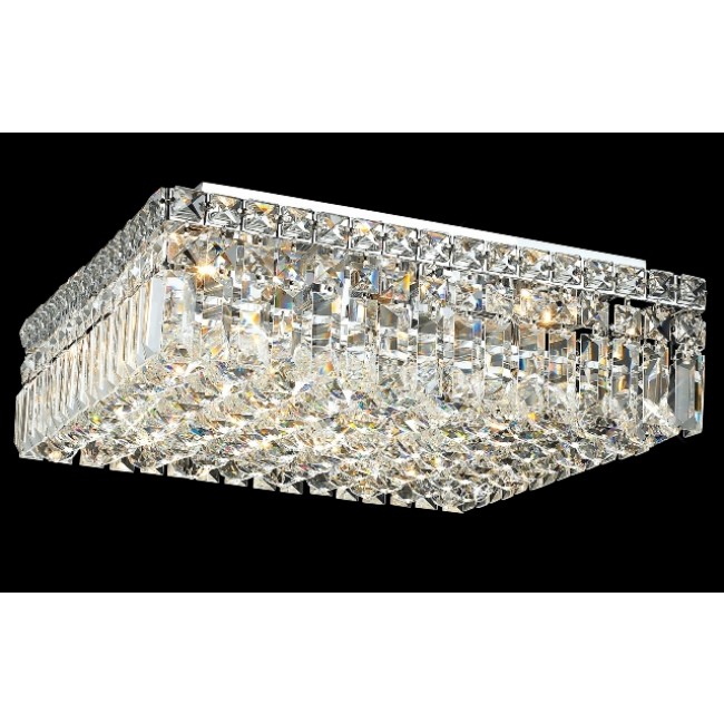6 light contemporary flush mount ceiling light dressed with 25% full lead crystal balls