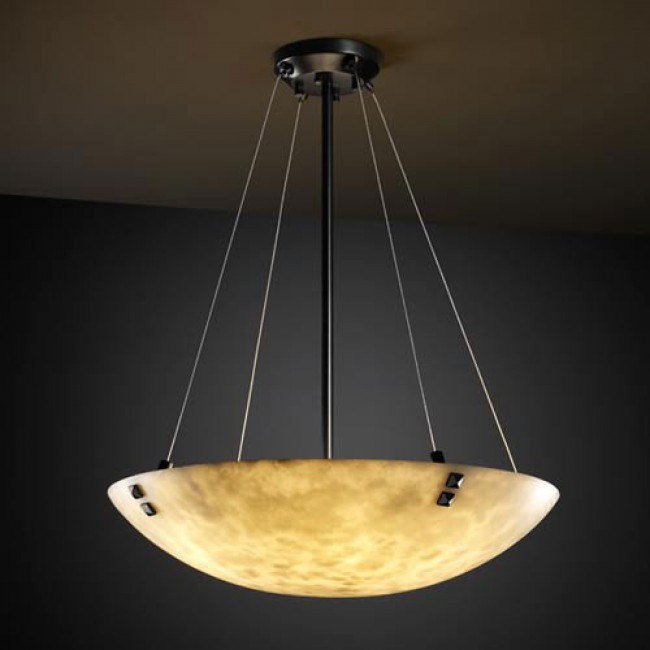 Group Clouds 36-Inch Bowl 6000 Lumen LED Pendant with Pair Square Points Finials