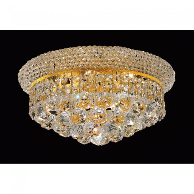 Primo Gold Six-Light Flush Mount with Royal Cut Clear Crystal