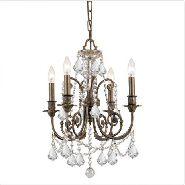 Bronze Wood Crystal Mini Chandelier
