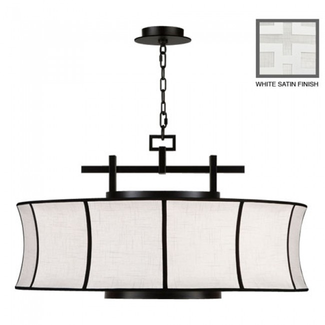 Black and White Story Three-Light Pendant in Studio White Satin Lacquer Finish