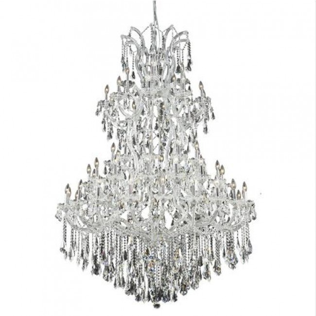 Chrome Sixty-One Light 54-Inch Chandelier with Royal Cut Clear Crystal
