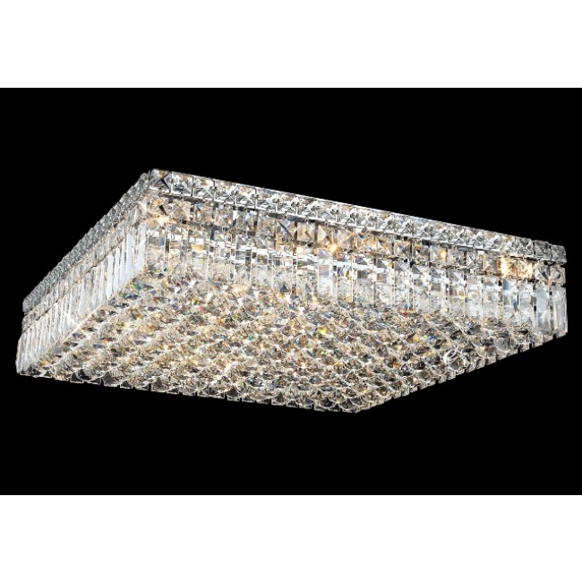 13 light contemporary flush mount ceiling light dressed with 25% full lead crystal balls