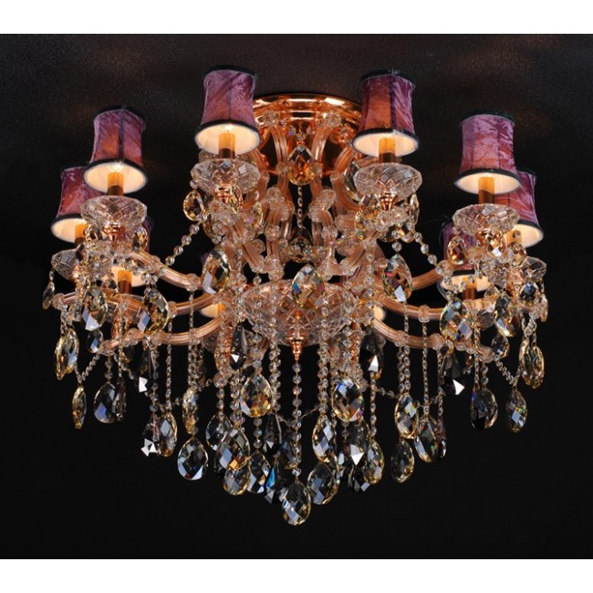 10 Light traditional crystal flush mount in cognac color