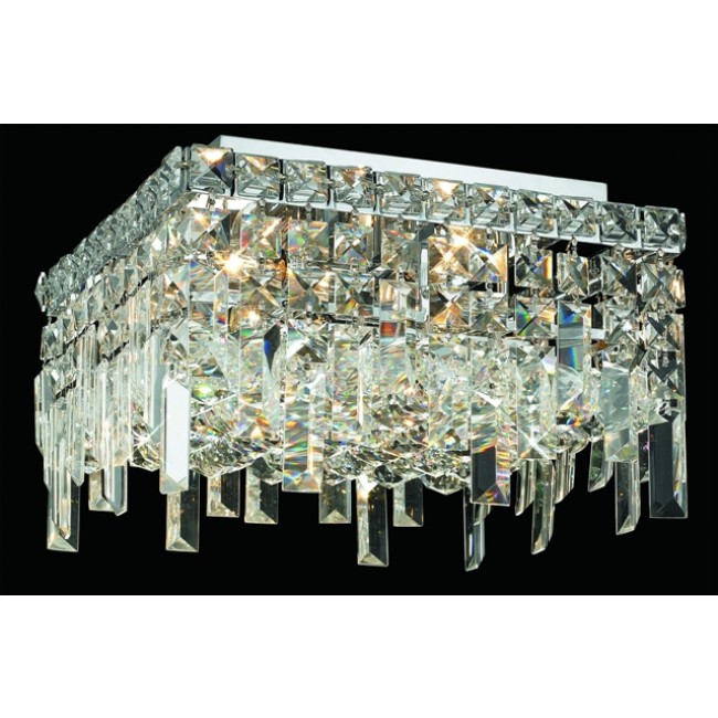 5 light contemporary flush mount ceiling light dressed with 25% full lead crystal balls