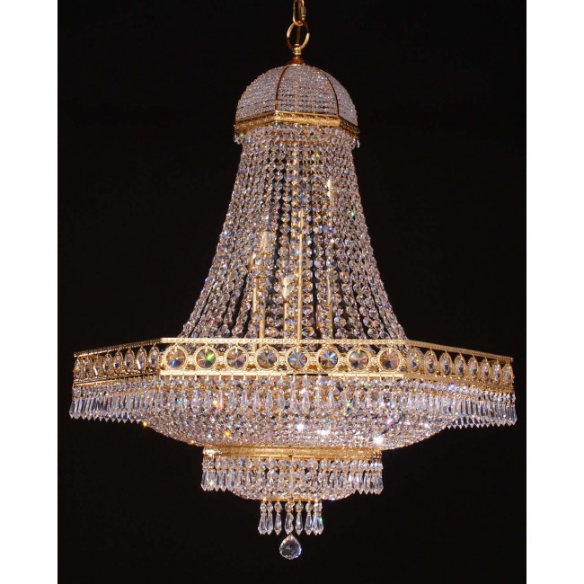 18 lights crystal chandelier in gold plated finish