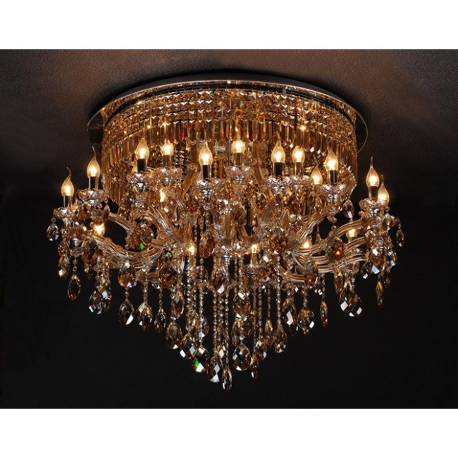 24 traditional crystal flush mount in cognac color