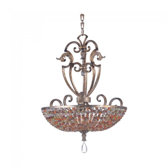 Chesapeake Antique Silver Leaf Six-Light 24.5-Inch Pendant