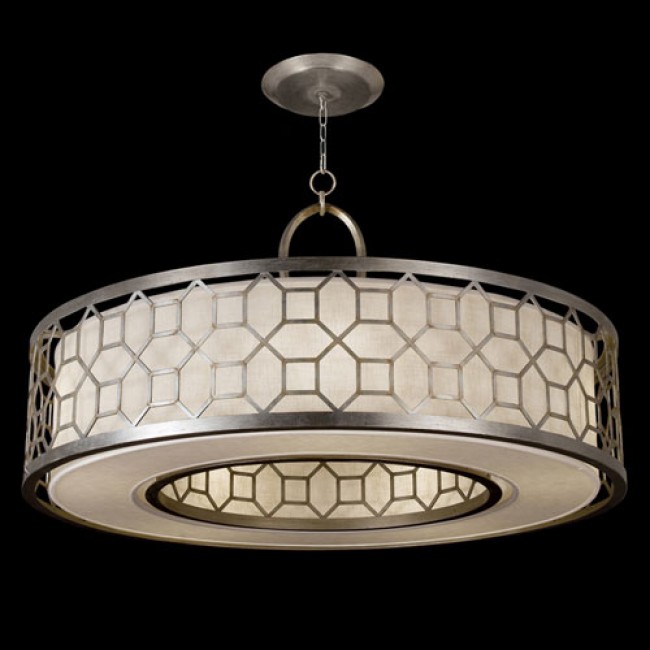 Five-Light Pendant in Platinized Silver Leaf Finish