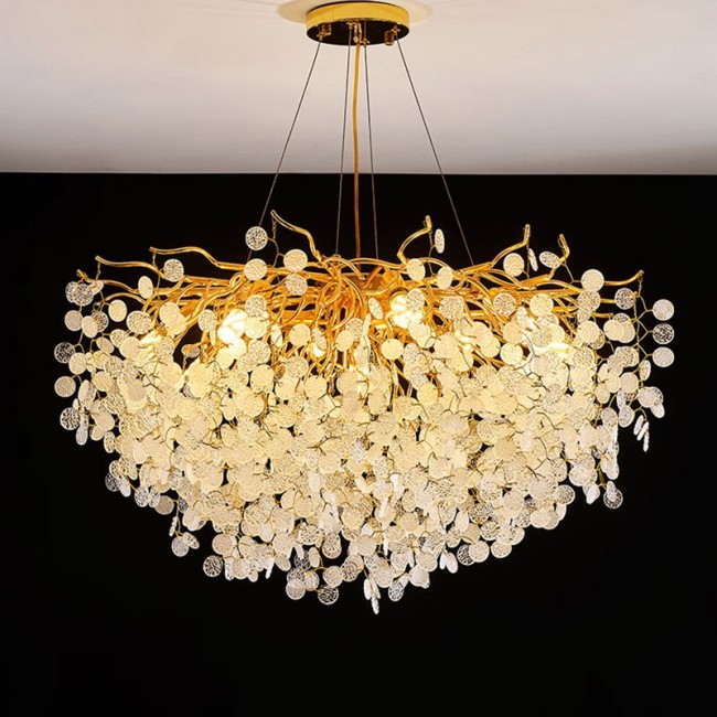 32" Circe Modern Clear Crystal Round Modern Branch Chandelier For Living Room